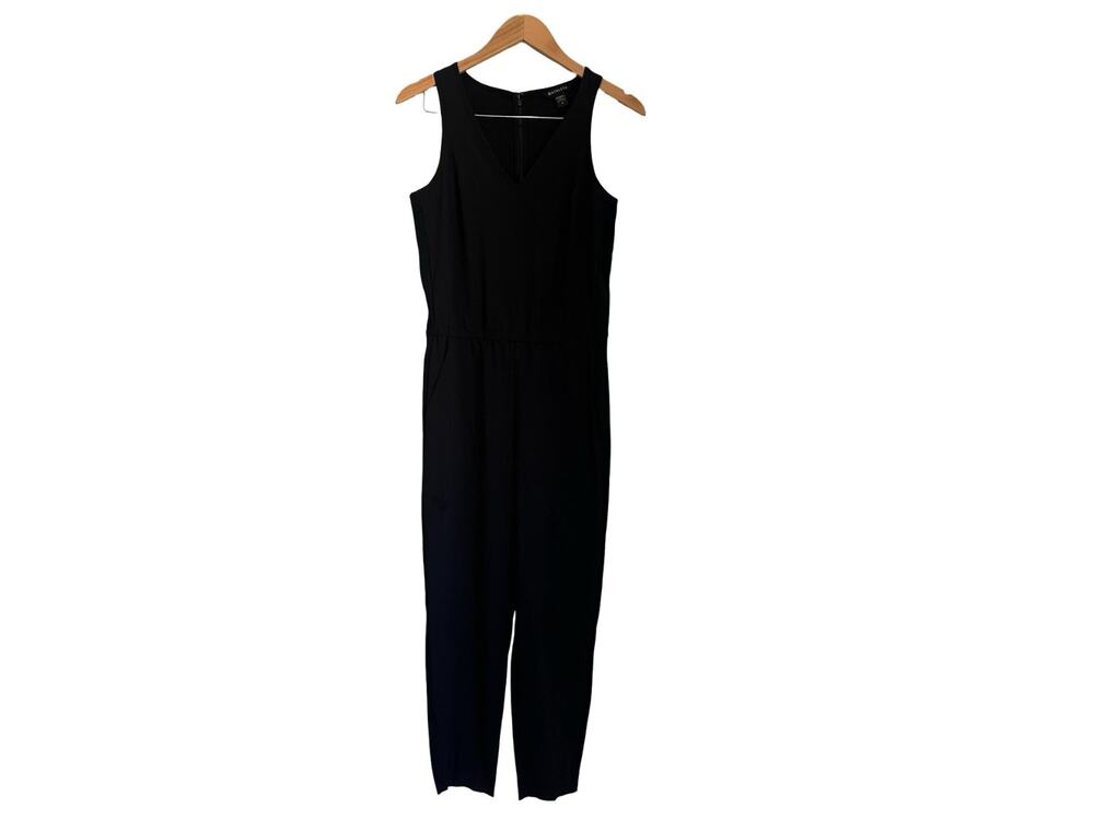 Athleta Brooklyn Jumpsuit Black Sleeveless V-Neck Athletic Romper Womens Sz4
